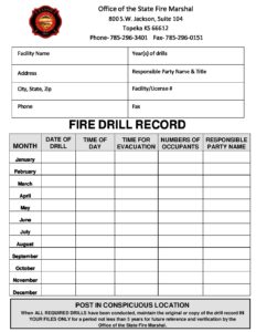 fire drill log fire marshall child care aware of kansas